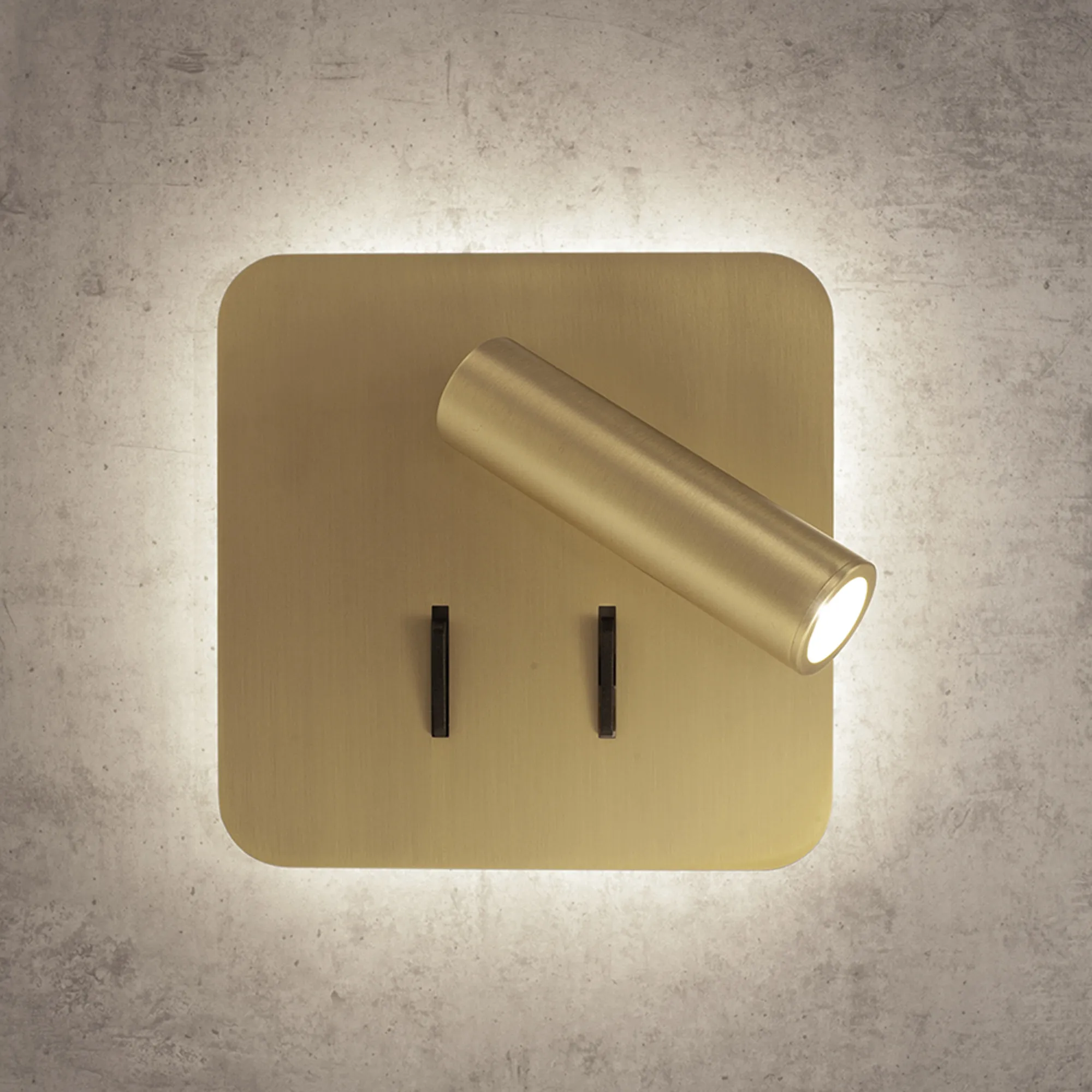 Cayman Square Wall + Reading Light 6W + 3W LED Switched Satin Gold M7854  Mantra Fusion Cayman
